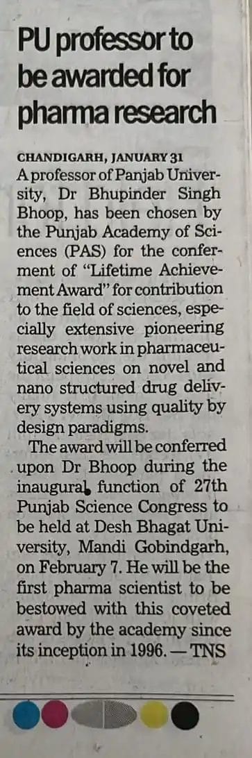 Pu Professor Awarded For Pharma Research News By Talentgro Global