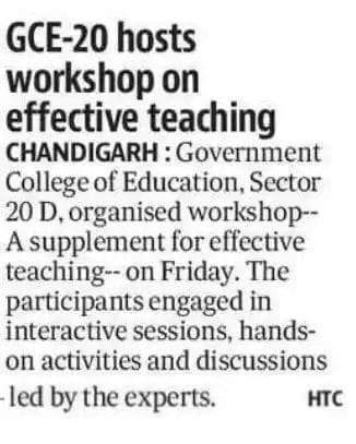 Gce-20 Workshop On Effective Teaching In Chandigarh Newspaper Clipping By Talentgro Global
