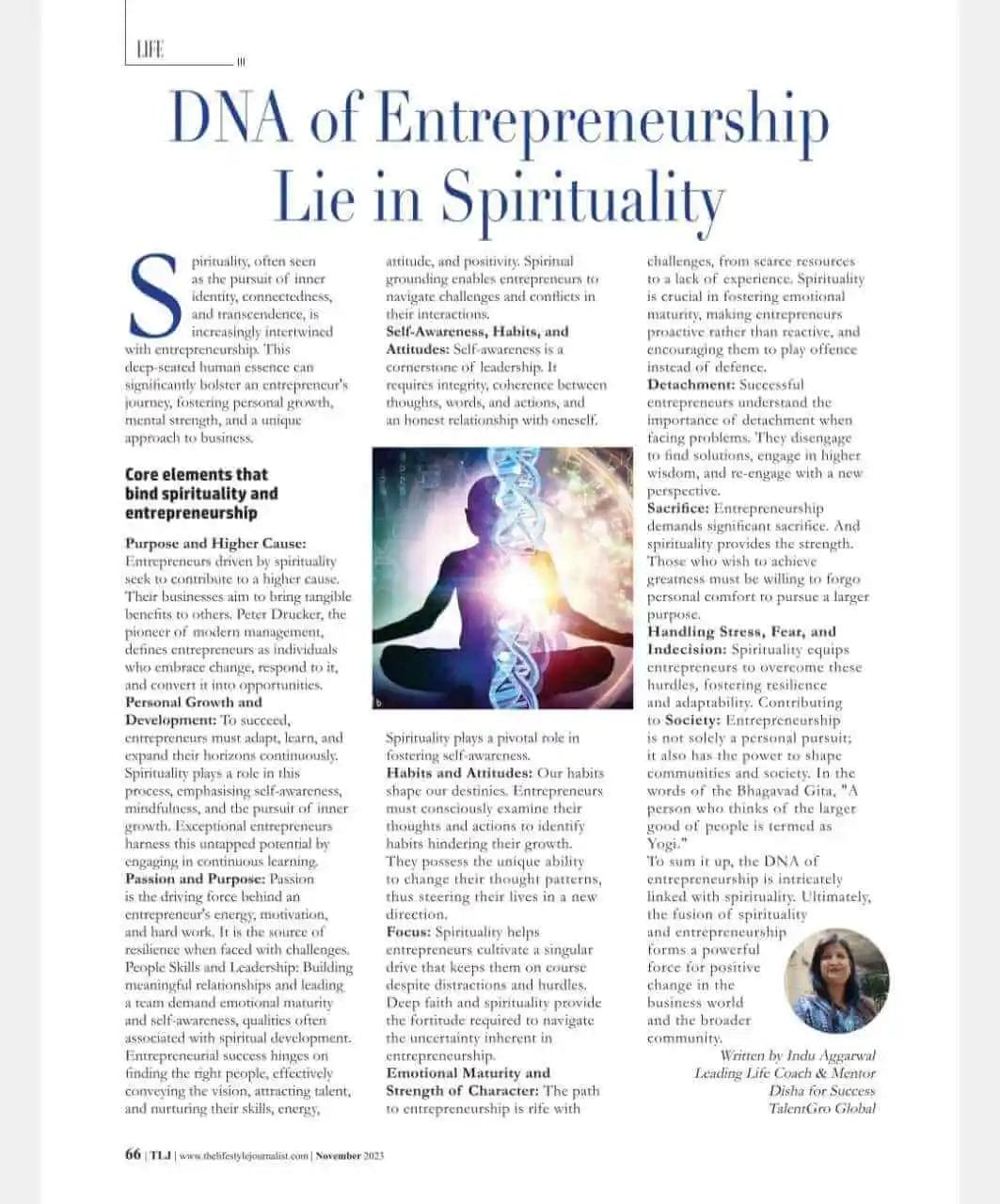 Entrepreneurship And Spirituality Article By Talentgro Global